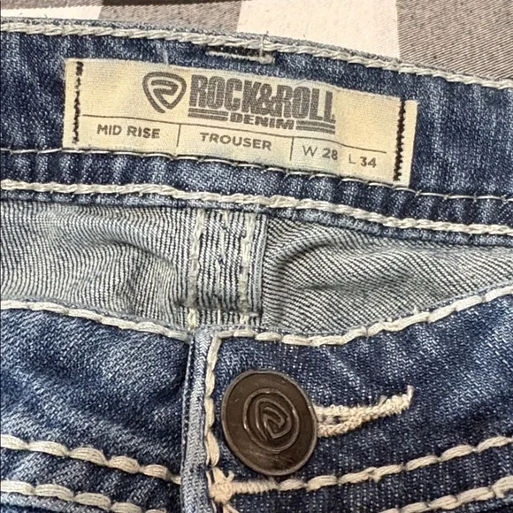 Rock & Roll Denim Mid Rise Trouser Cowgirl Bootcut Flare Jeans 28 x 32 Stretch - Picture 5 of 11